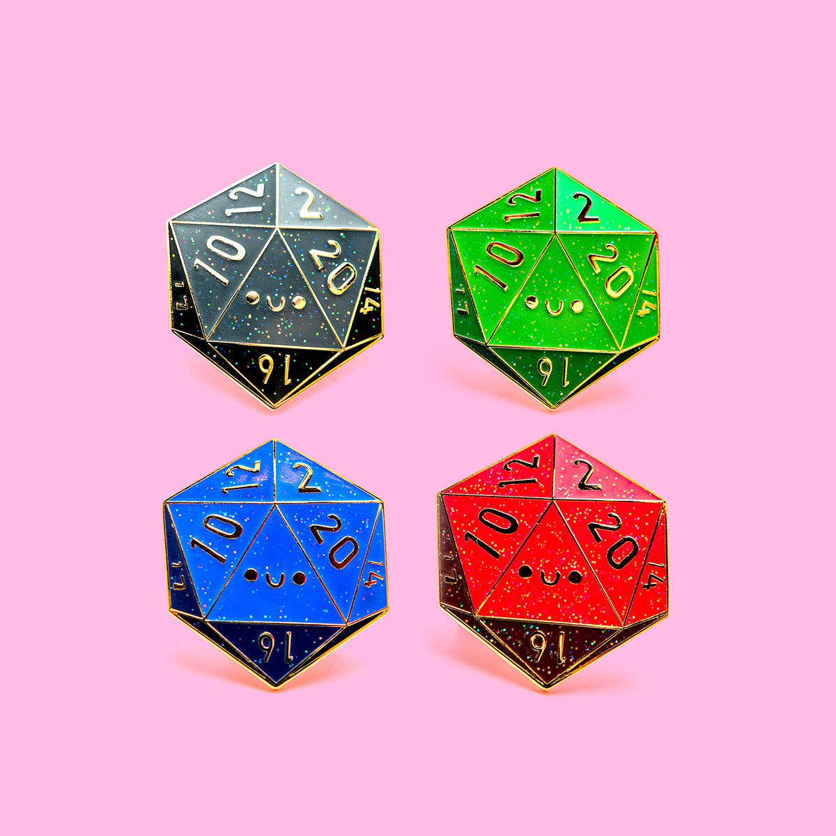 D20 Dice hard enamel pin: Black