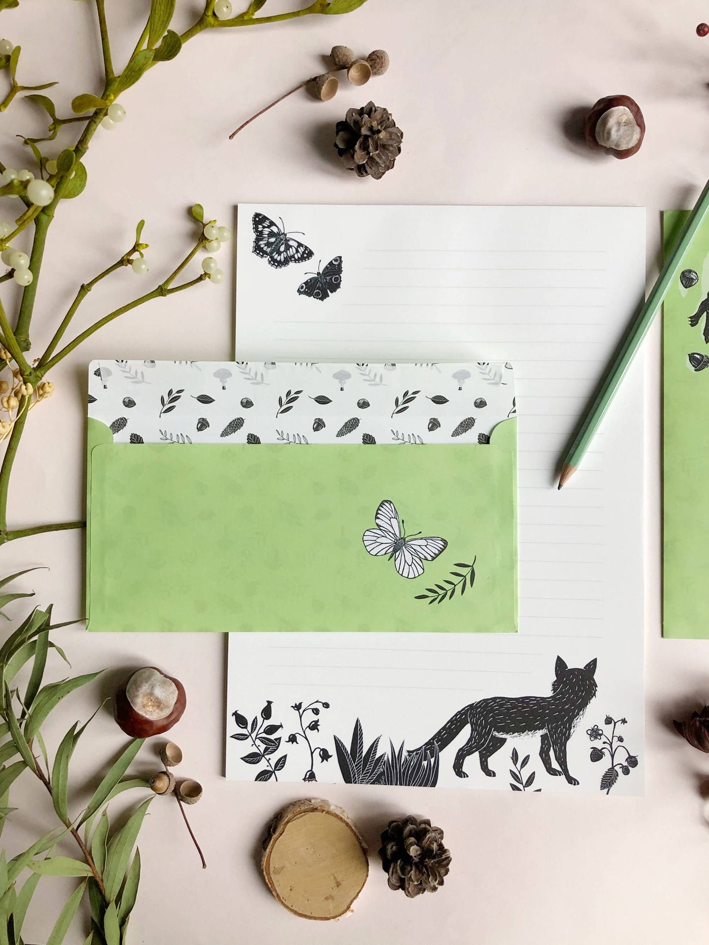 Stationery Set Forest, A4 Notepad & 10 Envelopes