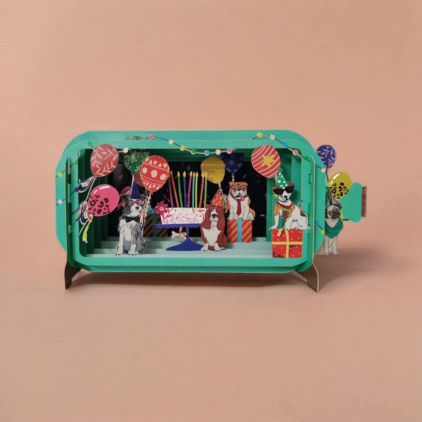 Message in a Bottle 3DCard -Birthday dogs