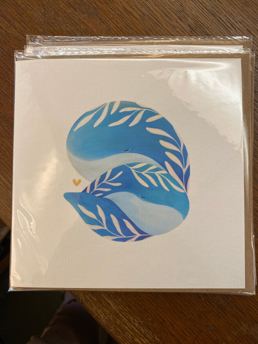 Whale greeting cards with envelope by Monia Designs