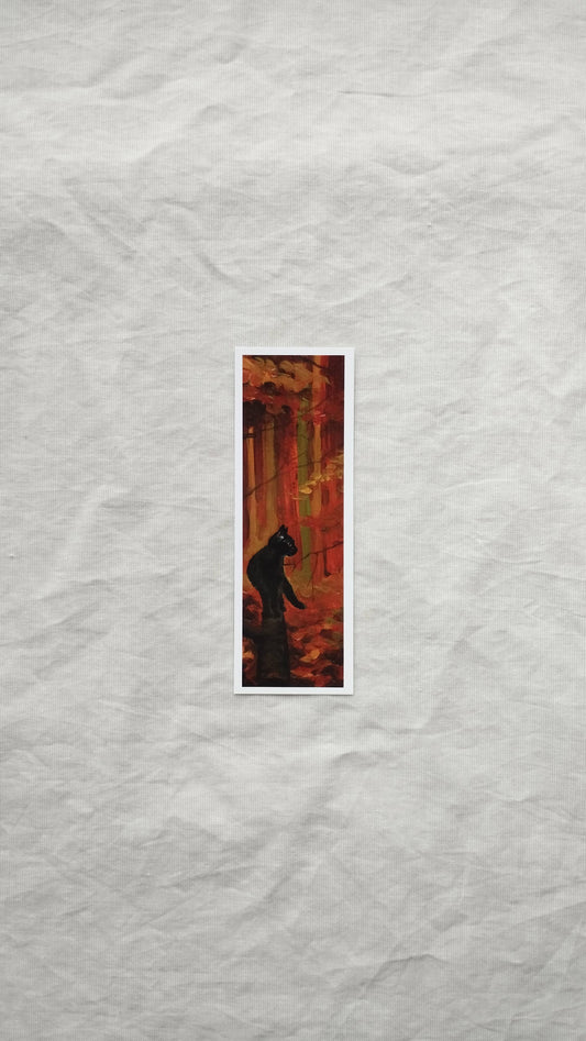Black Cat & Autumn Forest Bookmark