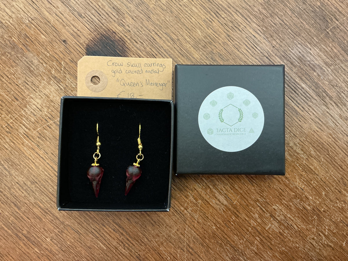 Mini Crow Skull earrings “Queen’s Messenger”