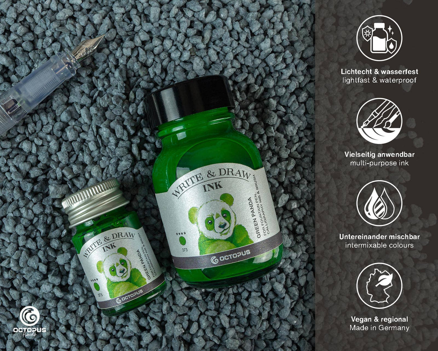 Write and Draw Ink 373 Green Panda Writing Paper 10ml