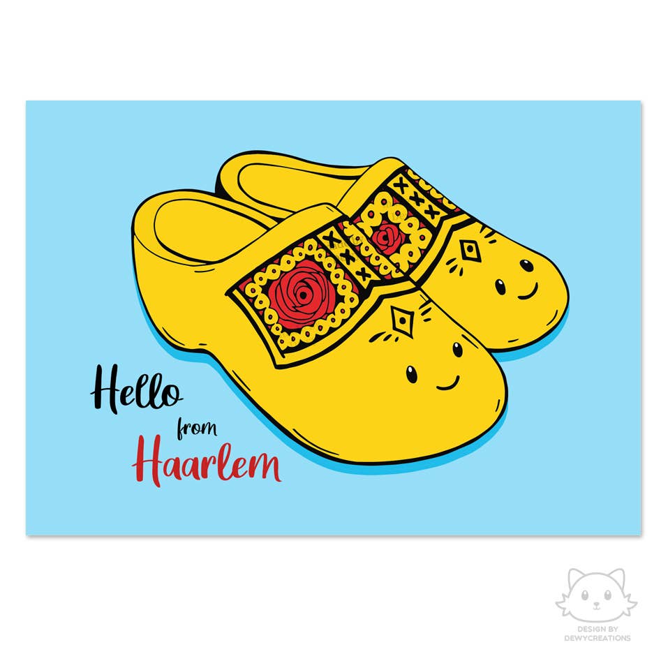 A6 postcard - Hello from Haarlem - Yellow Clogs