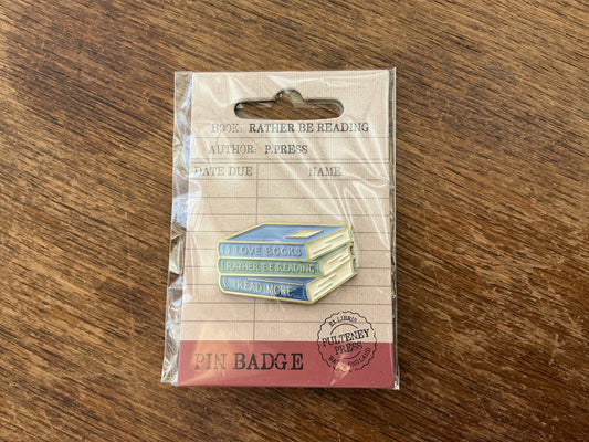Rather be reading book pin
