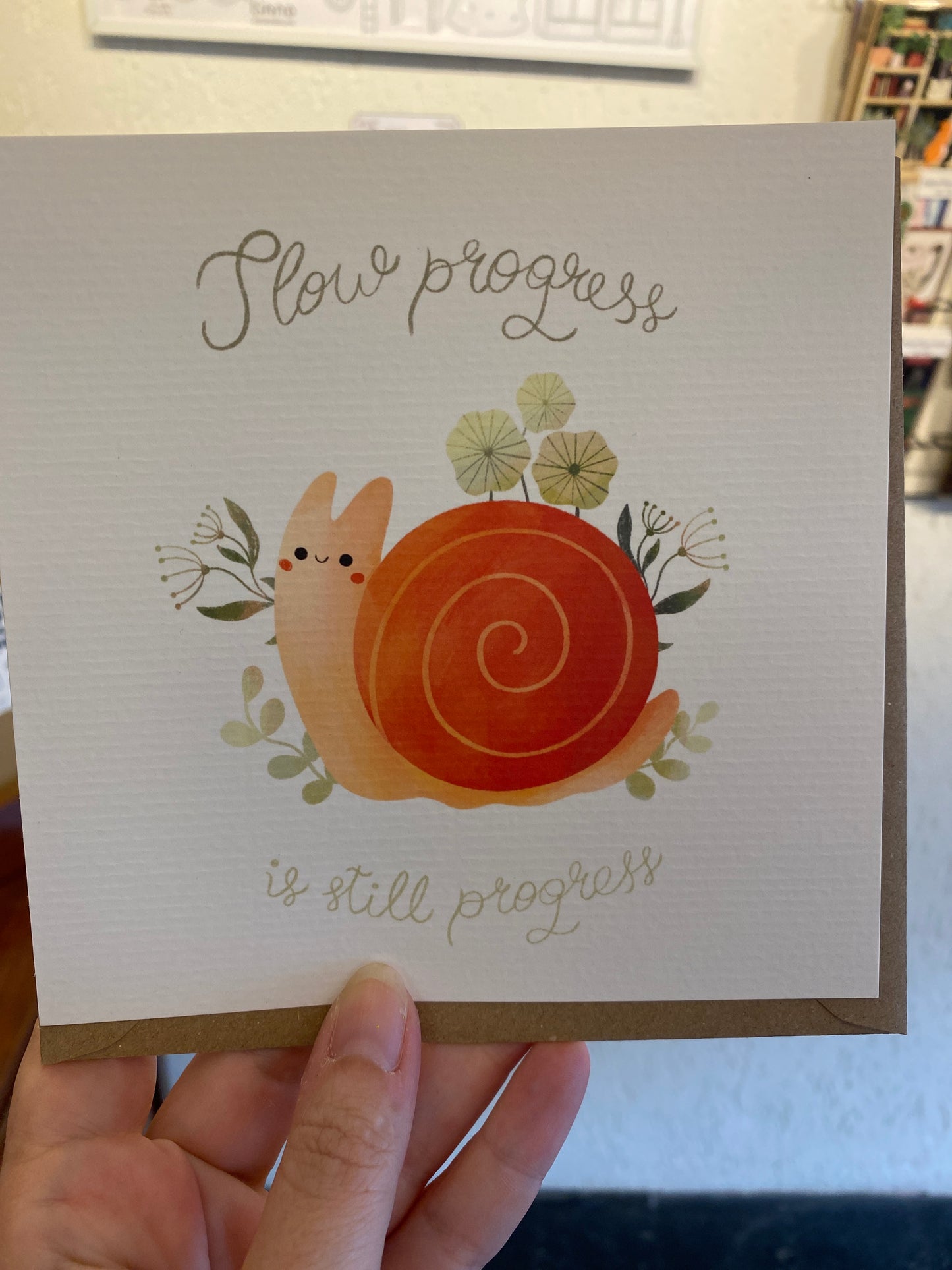 Slow progress greeting card with envelope by Monia Designs