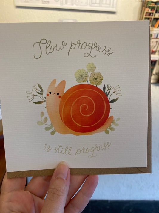 Slow progress greeting card with envelope by Monia Designs