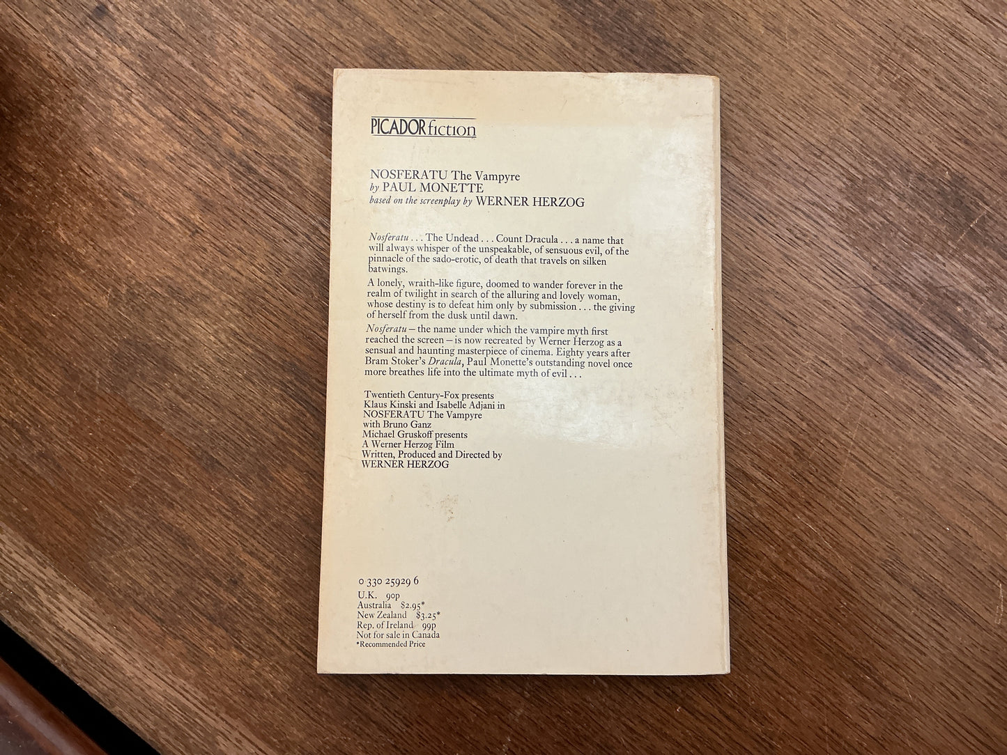 Nosferatu movie tie-in from the 1979 film by Werner Herzog