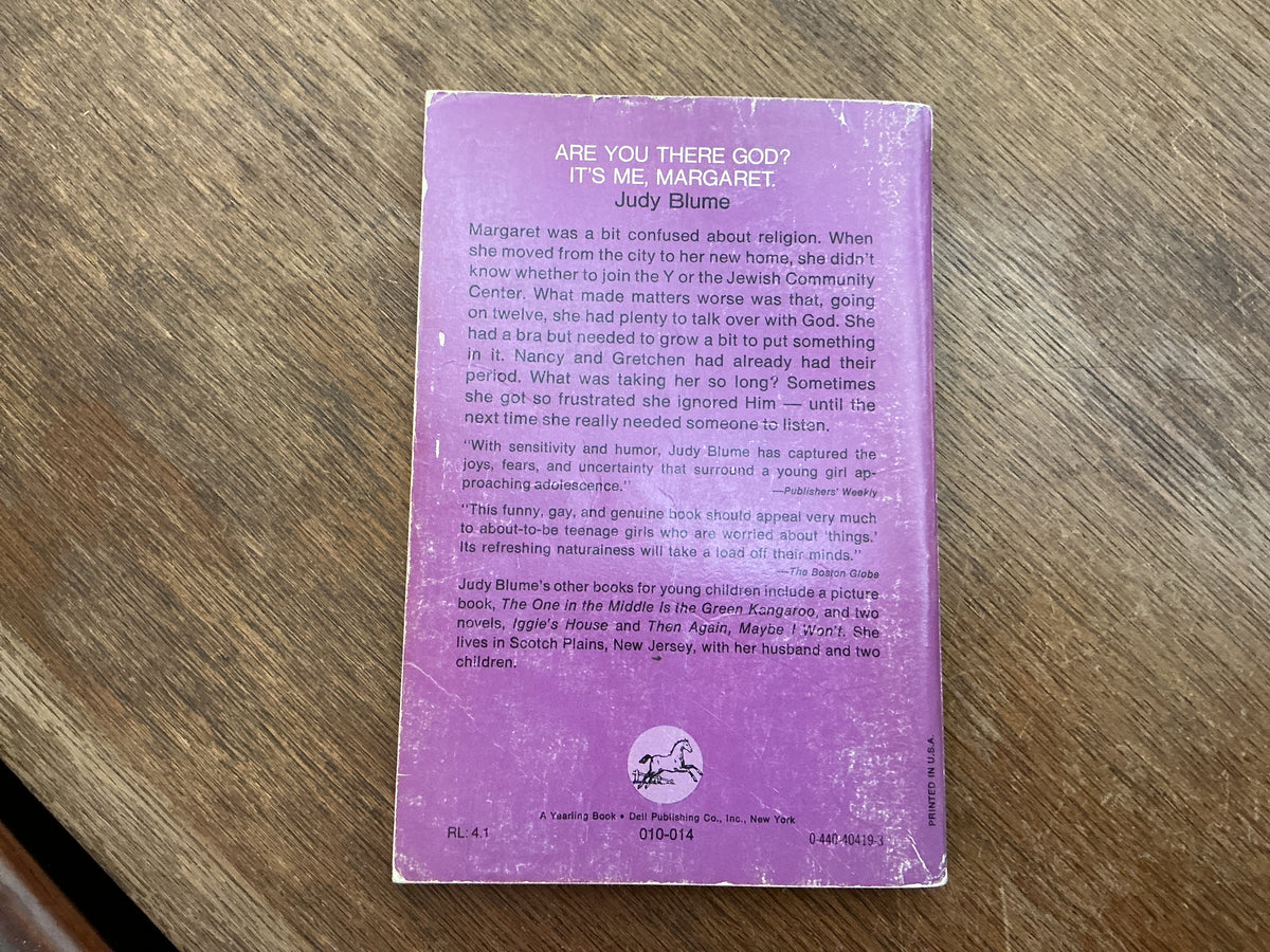 First paperback edition of Are You There God? It’s Me Margaret by Judy Blume