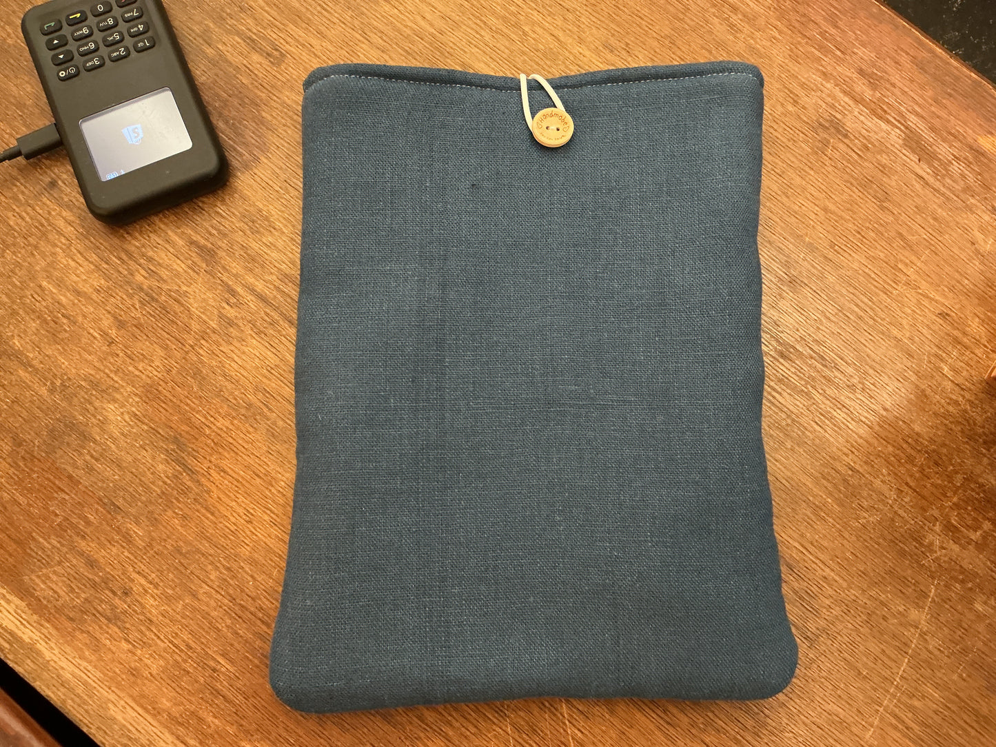 Large Blue Linen Booksleeve