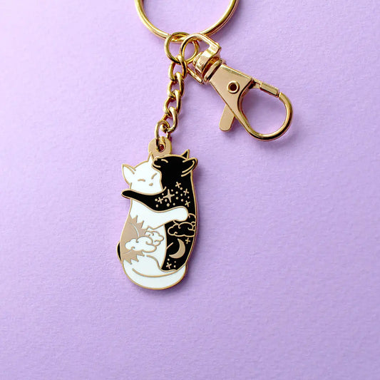 Hugging Cats Keychain