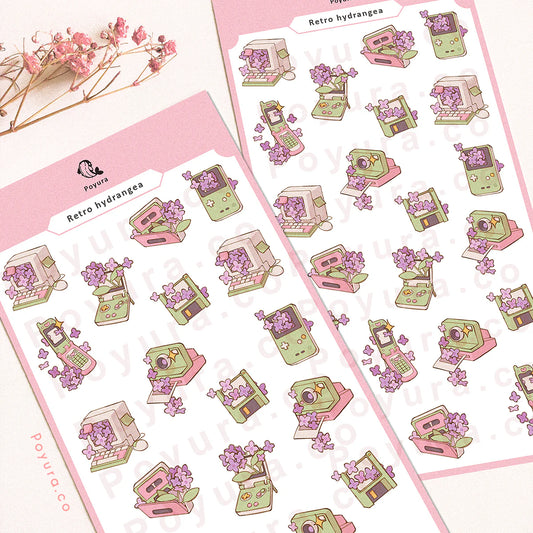 Retro Hydrangea Sticker Sheet