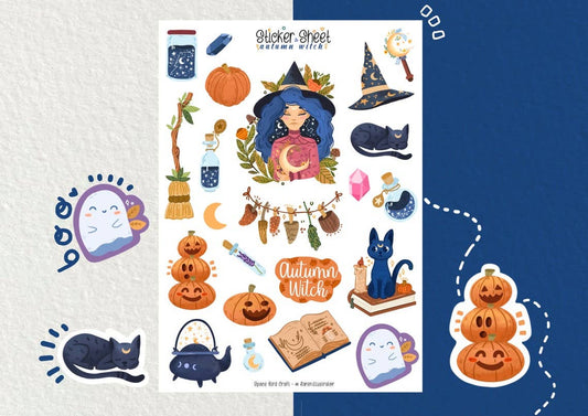 Autumn Witch Sticker sheet