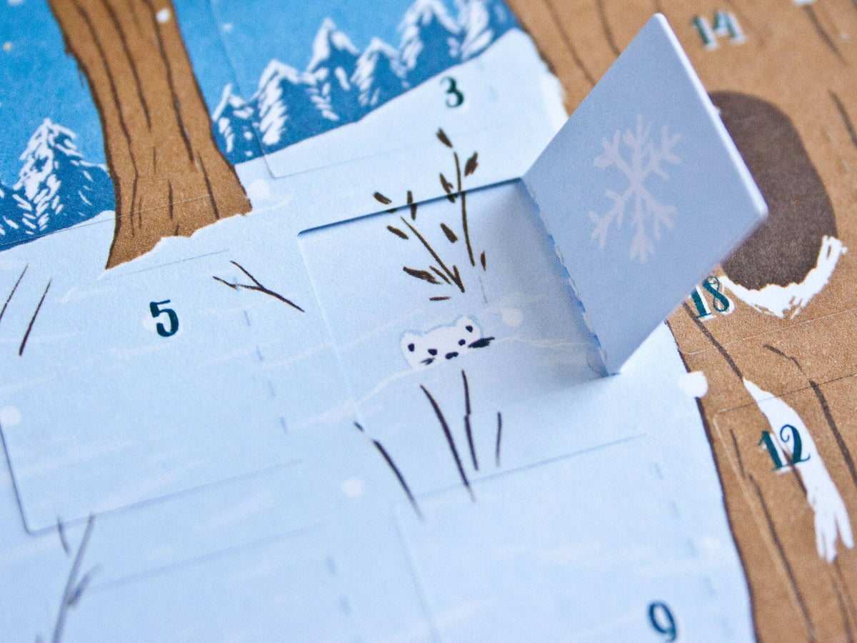 Advent calendar postcard winter forest
