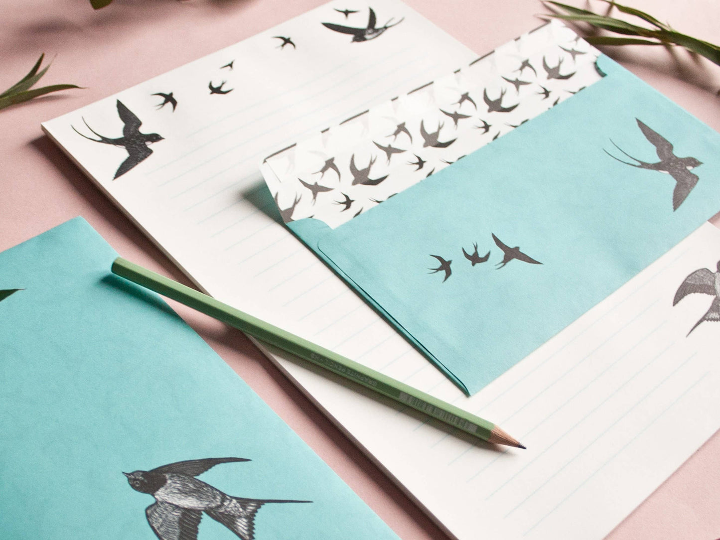 Stationery Set Swallows, A4 Notepad & 10 Envelopes