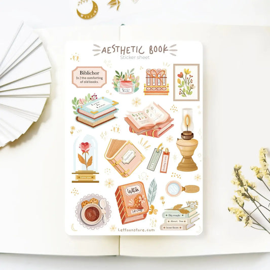 Aesthetic Book sticker sheet