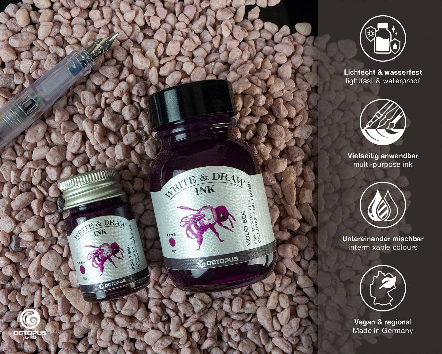 Write and Draw Ink 401 Violet Bee 10ml Writing Paper