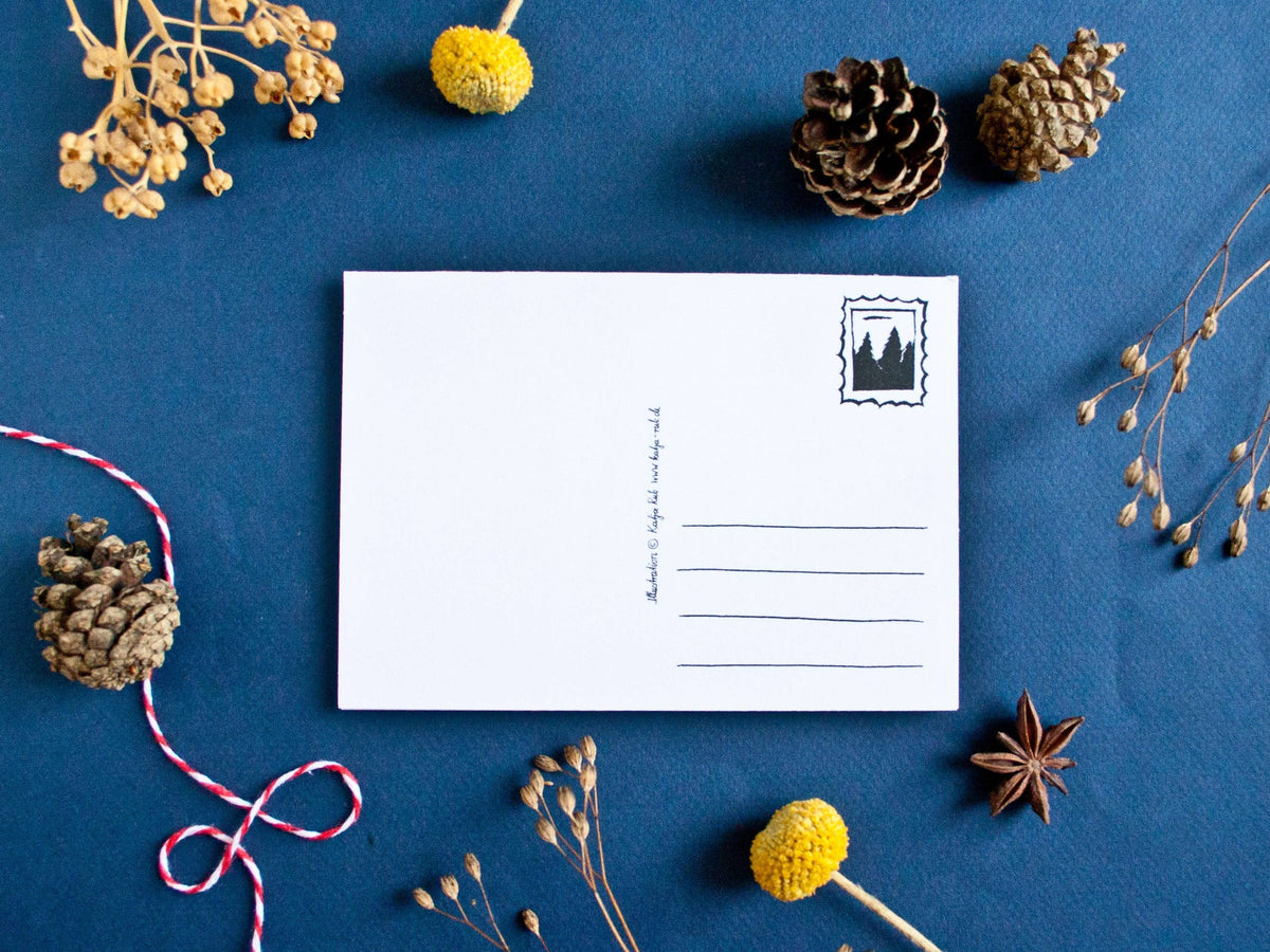 Advent calendar postcard winter forest