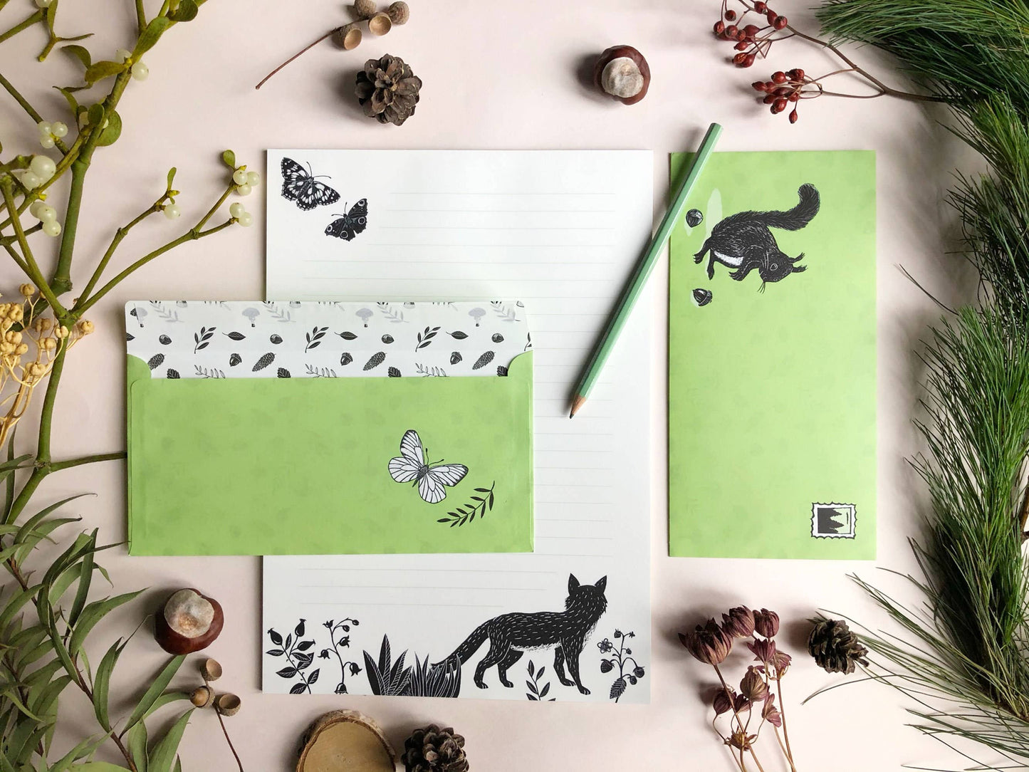 Stationery Set Forest, A4 Notepad & 10 Envelopes