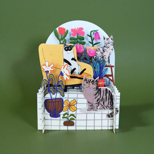 Miniature World pop up card  - Cat