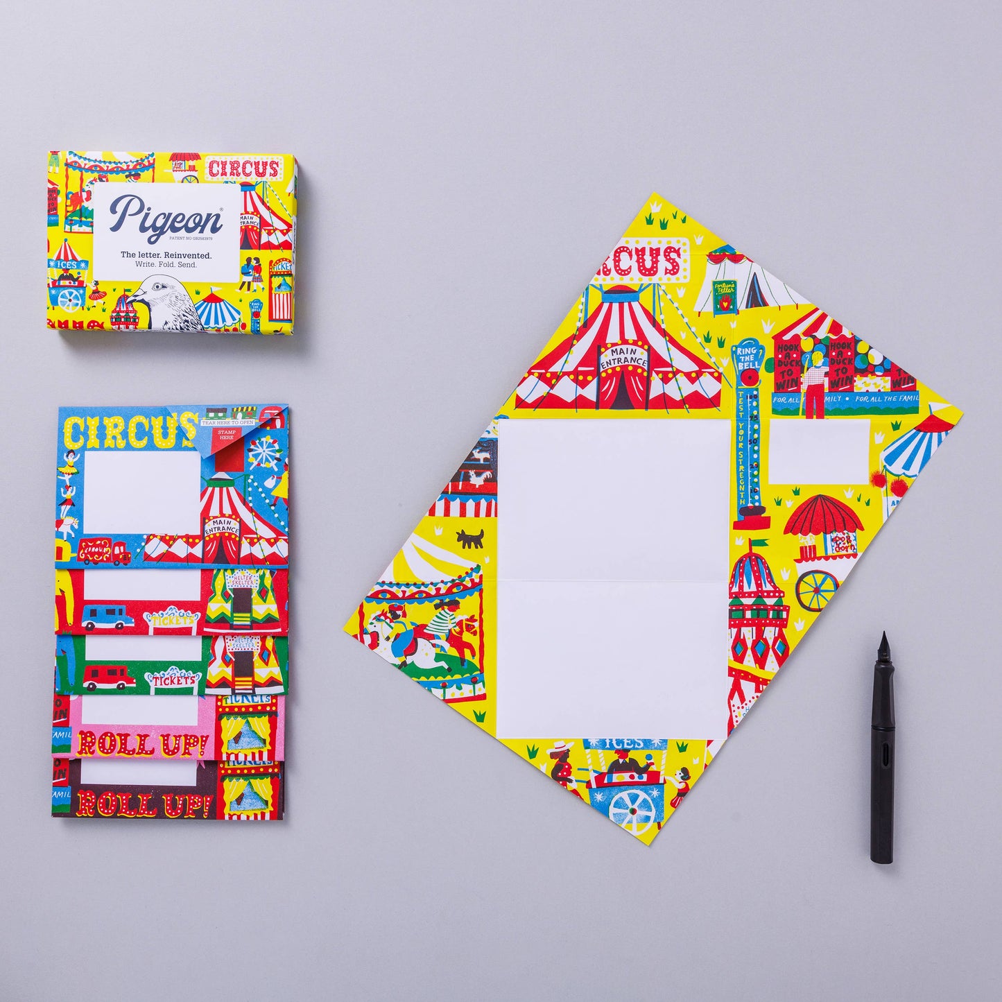 Circus Pigeon, Folding Stationery Letter Pack, Pack of 6