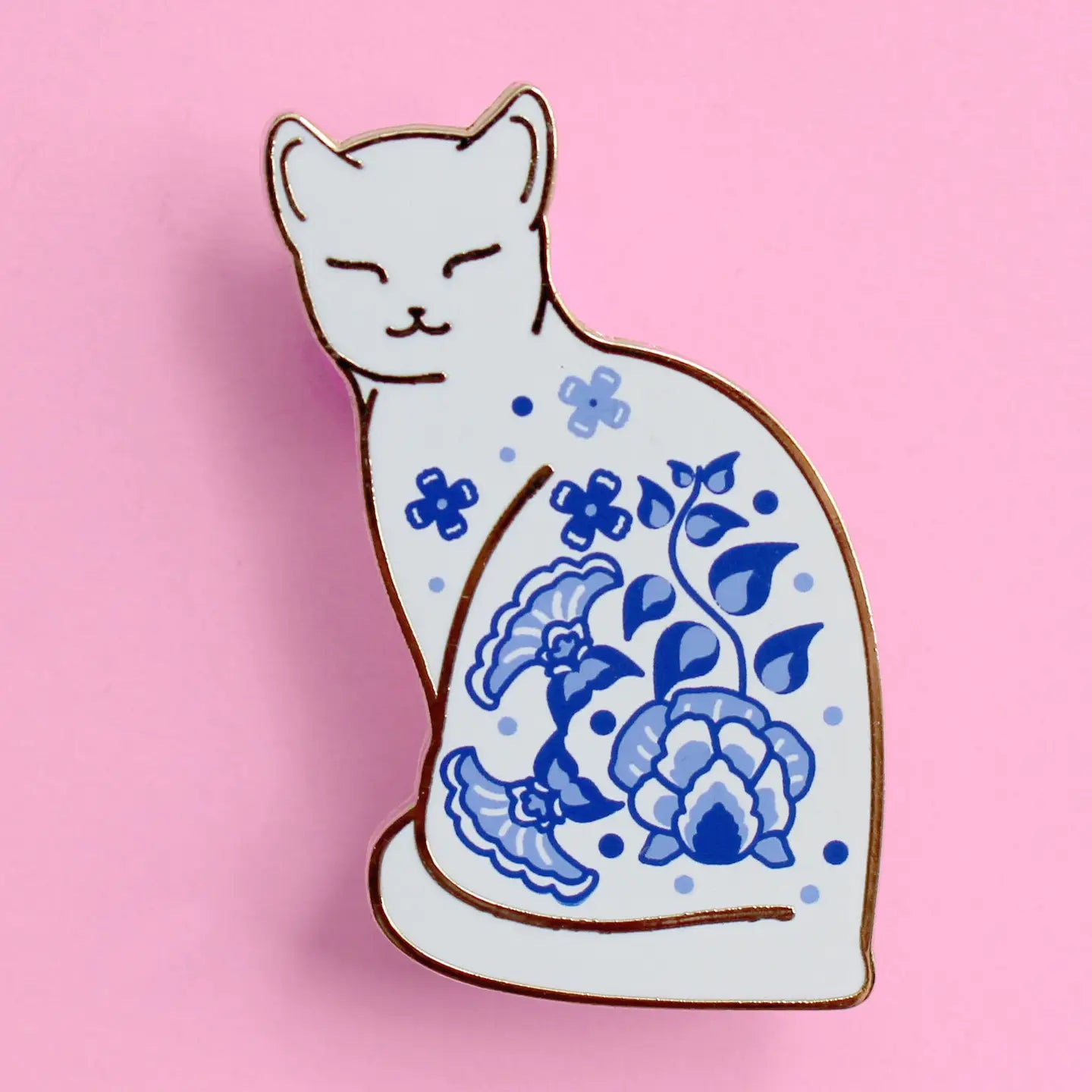 Delft Blue Cat Pin