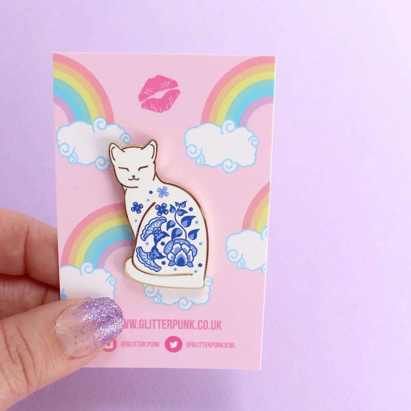 Delft Blue Cat Pin