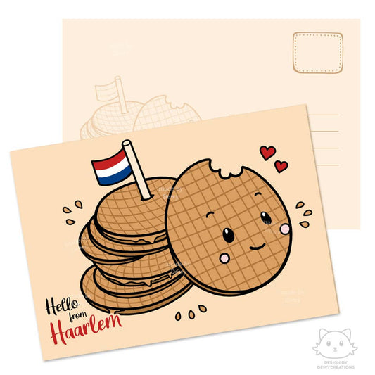 A6 postcard - Hello from Haarlem - Typical Dutch Waffle
