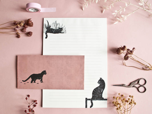 Stationery set cats, A4 notepad & 10 envelopes