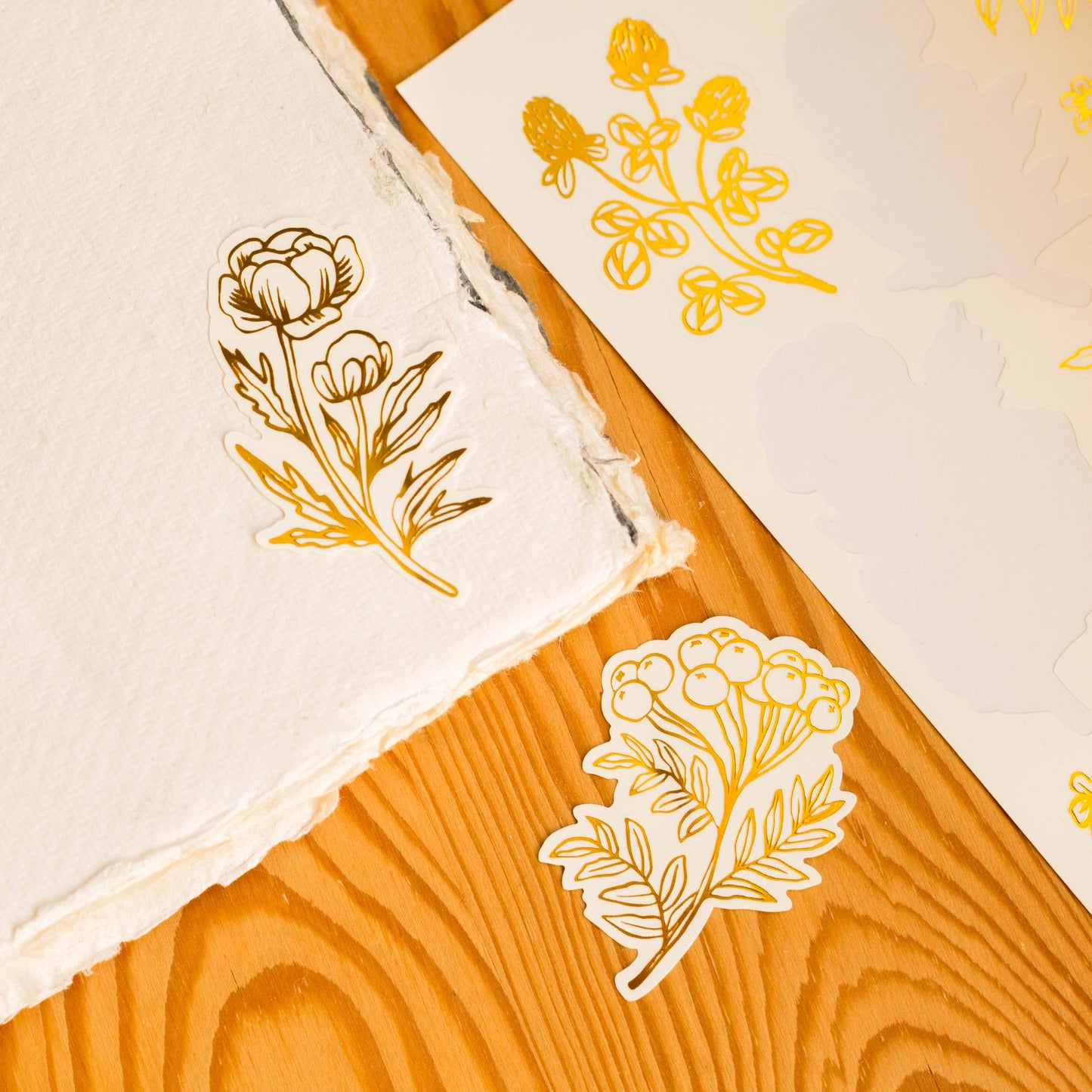 Foil Sticker Sheet — Golden flowers