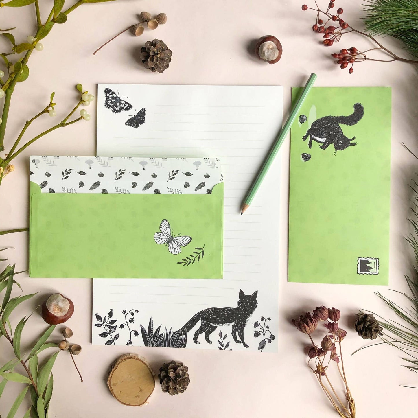 Stationery Set Forest, A4 Notepad & 10 Envelopes