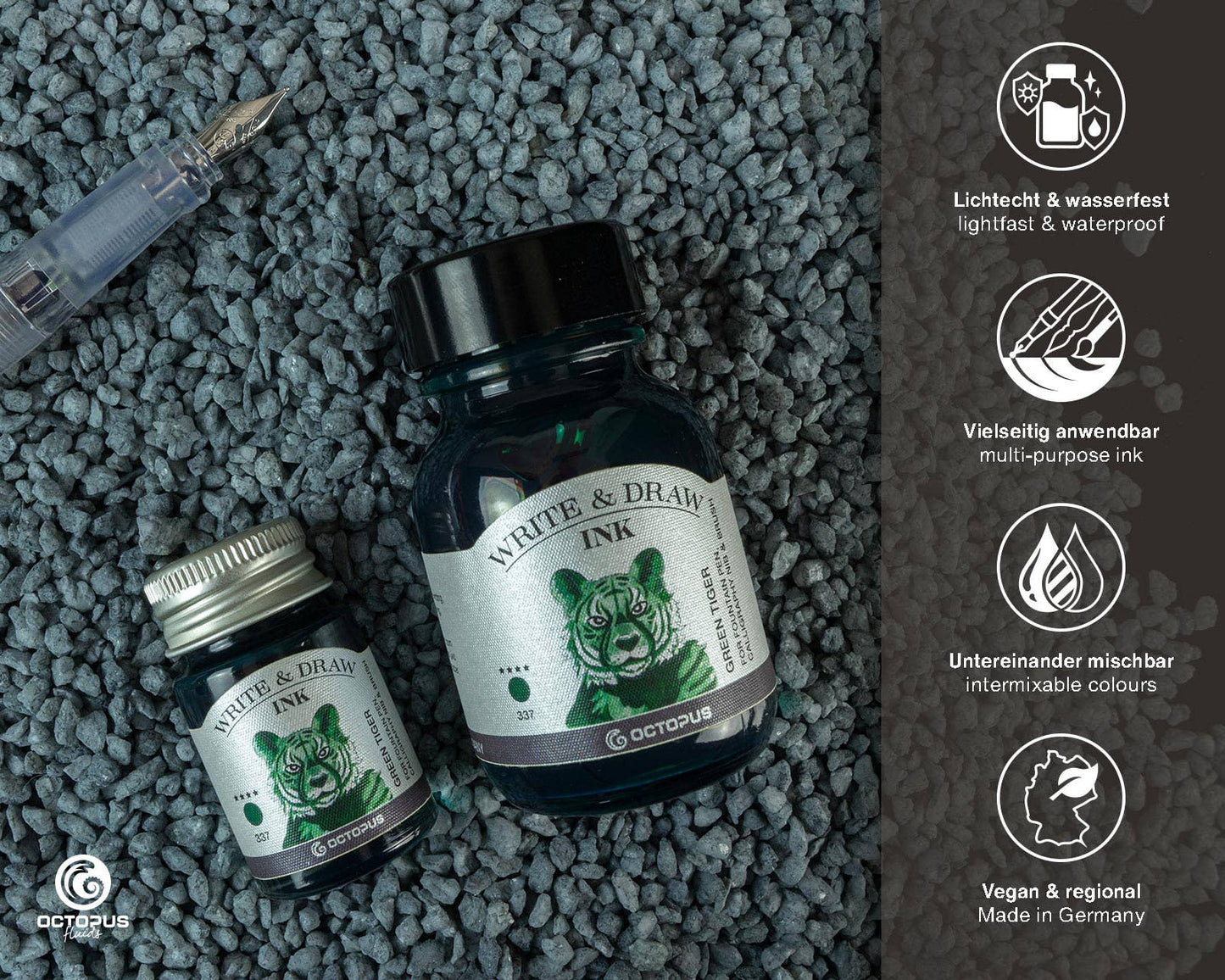 Write and Draw Ink 337 Green Tiger Writing Paper 10ml