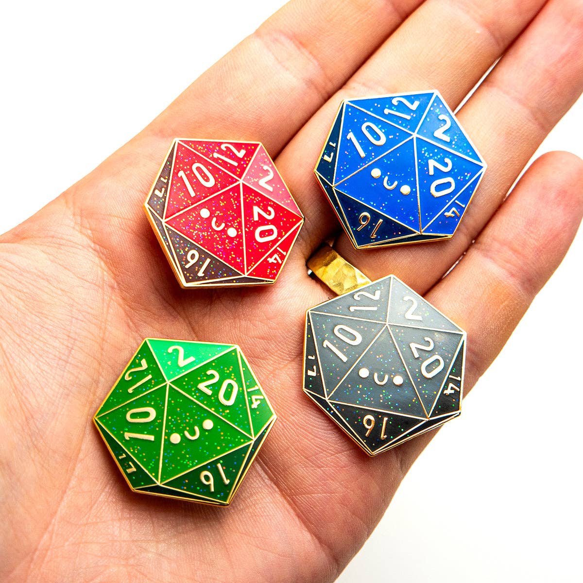 D20 Dice hard enamel pin: Red