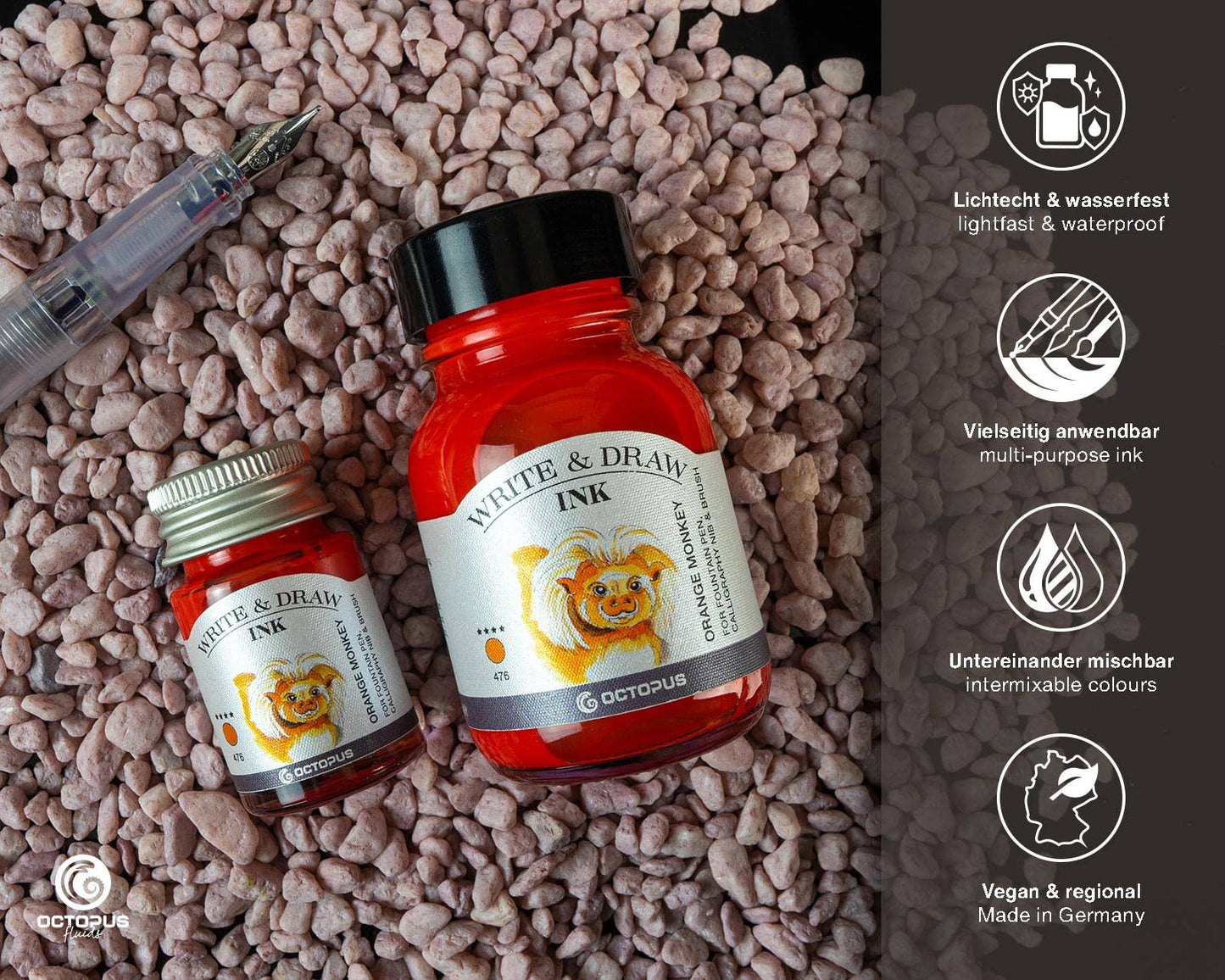 Write and Draw Ink 476 Orange Monkey Writing Paper 10ml