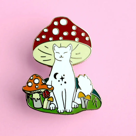 Mushroom Cat Pin