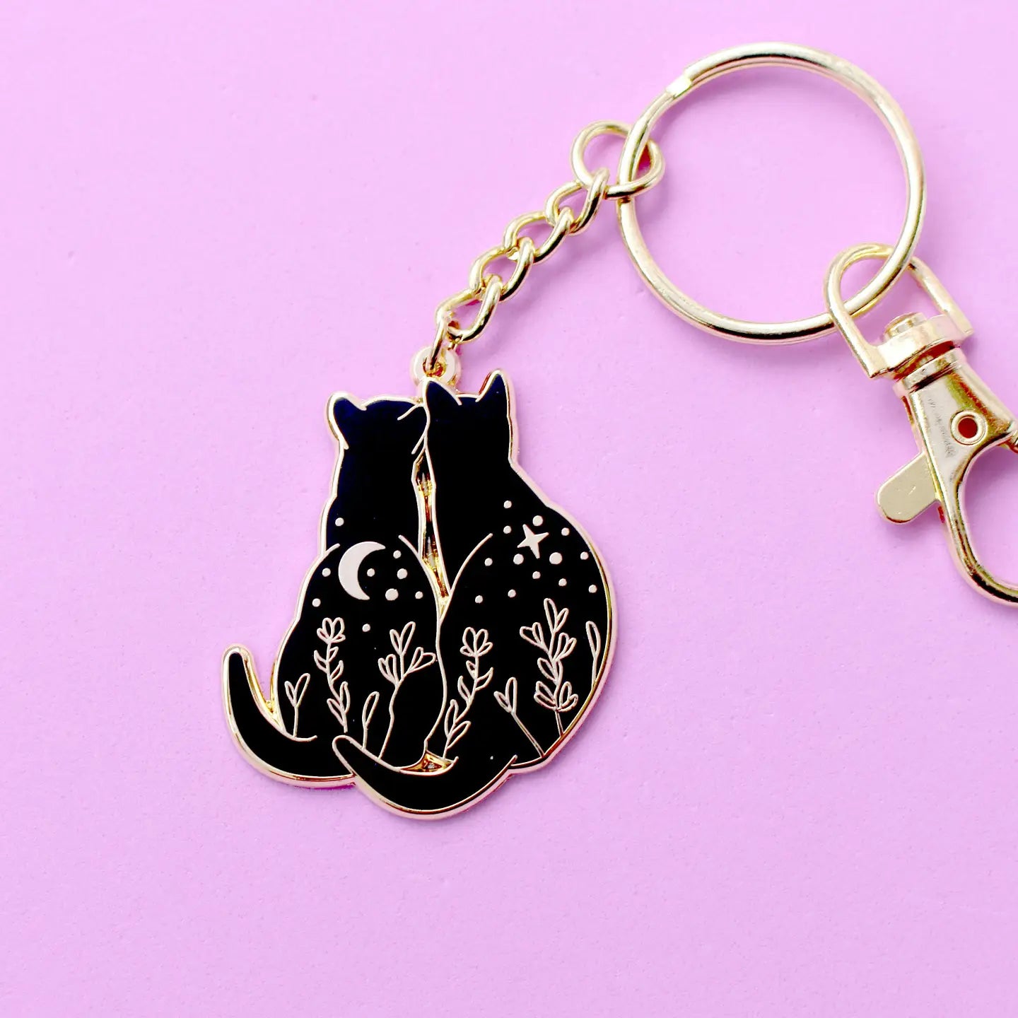 Stargazing Cats Key Chain