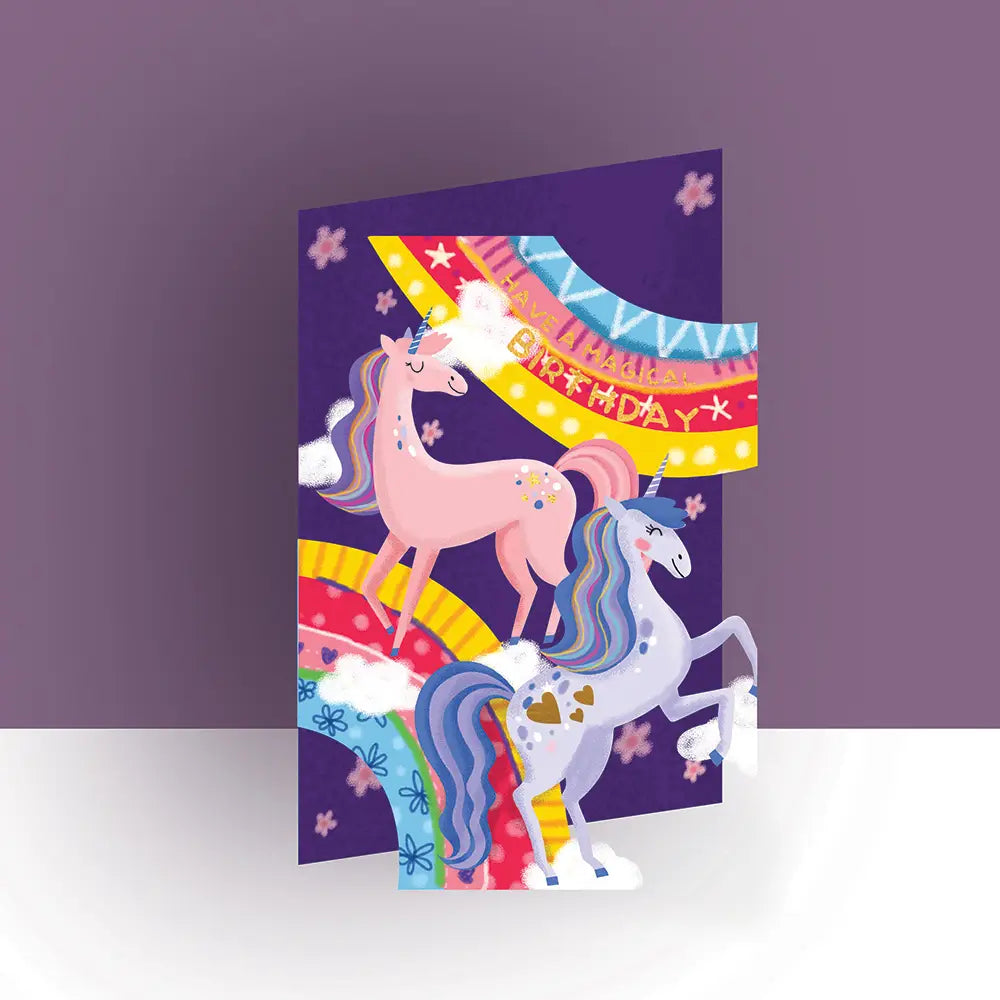 Unicorn Cut out Birthday Card